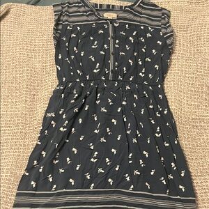 LOFT Blue Dress with White Floral Design